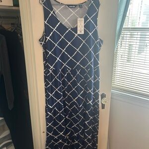 Navy and White Geometric Dress